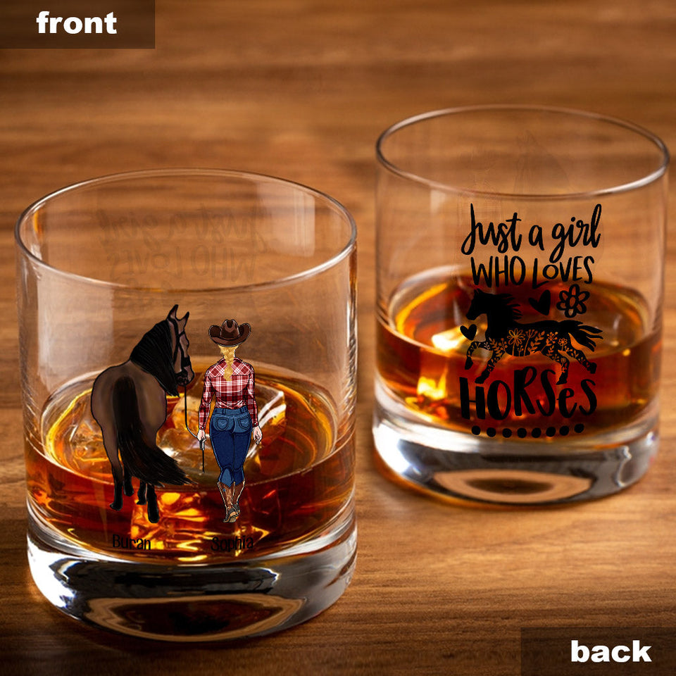 Just A Girl Who Loves Horses - Personalized Horse Rock Glass