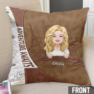Adventure Awaits - Personalized Travelling Throw Pillow