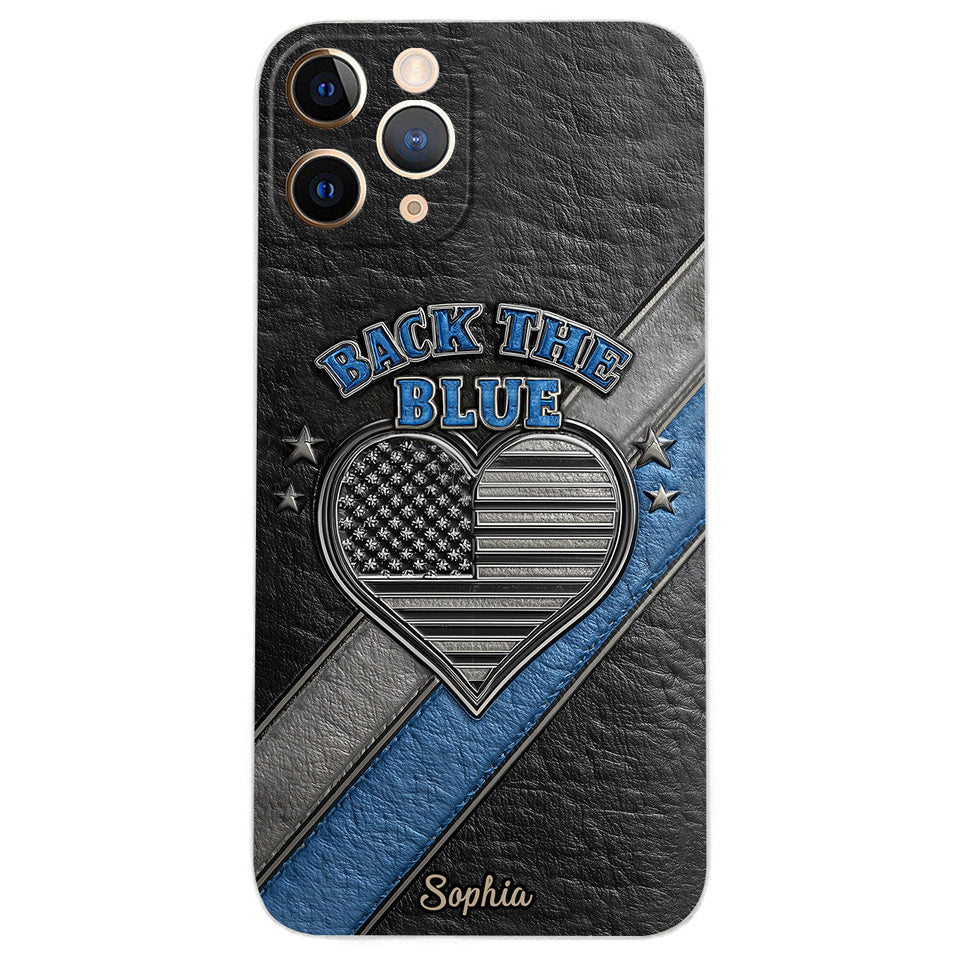 Back the Blue - Personalized Police Officer Leather Phone Case