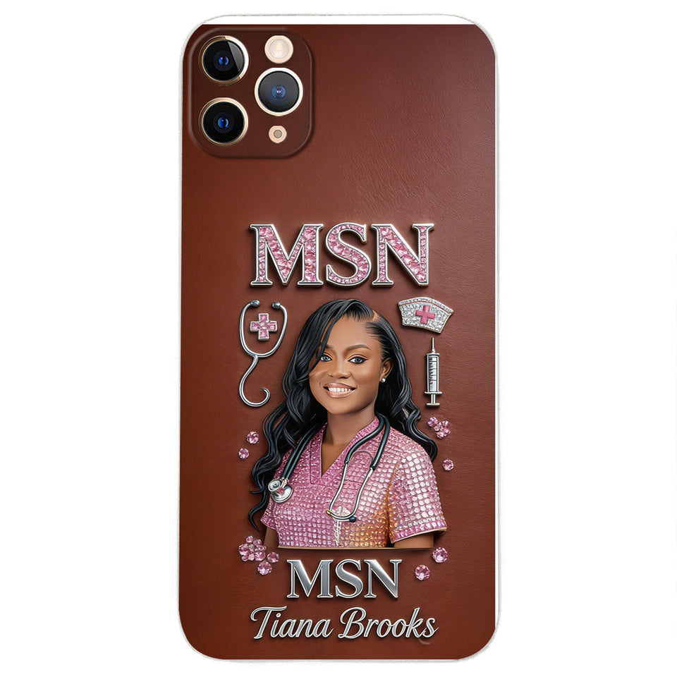 Any Title - Gifts For Nurse, Doctor - Personalized Nurse 3D Embossed Leather Phone Case