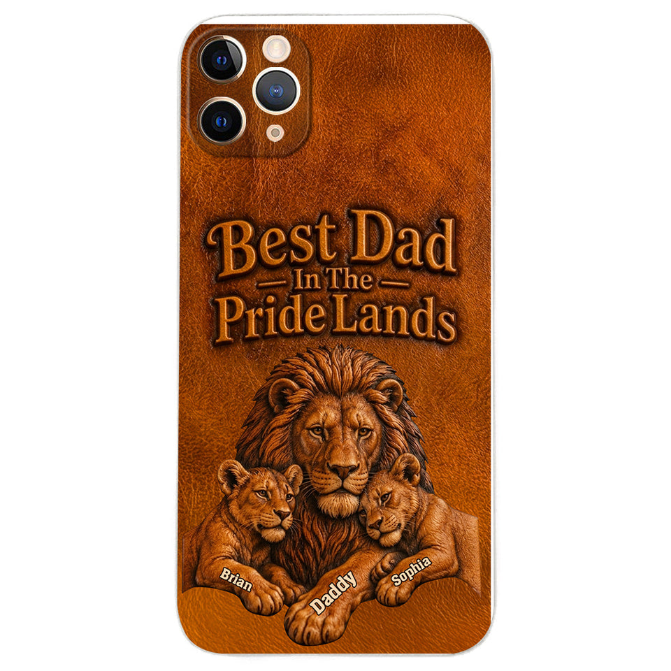 Papa Lion - Personalized Father 3D Embossed Leather Phone Case