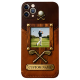 The Memory On The Course - Personalized Golf Leather Phone Case