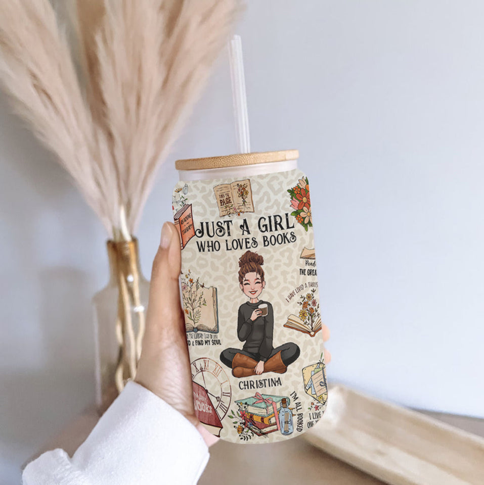 Just A Girl Who Loves Books - Personalized Book Can Glass