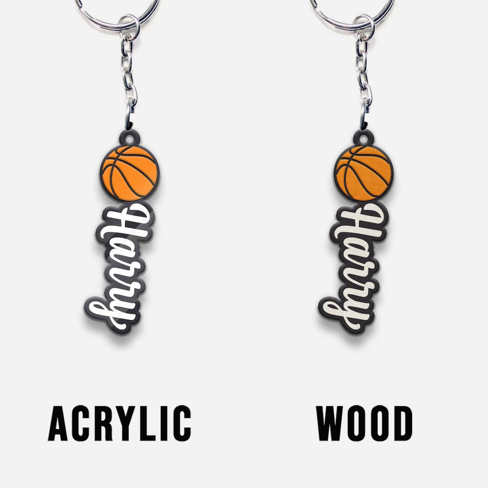 Basketball Name Tag - Personalized Basketball Keychain