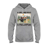 A Girl Her Dogs And Her Camper - Personalized Camping T-shirt & Hoodie
