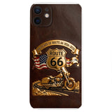 100 Years Of Route Personalized Gifts For Bikers - Personalized Biker 3D Embossed Leather Phone Case