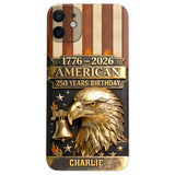 250th Anniversary - Personalized Bald Eagle Leather Phone Case