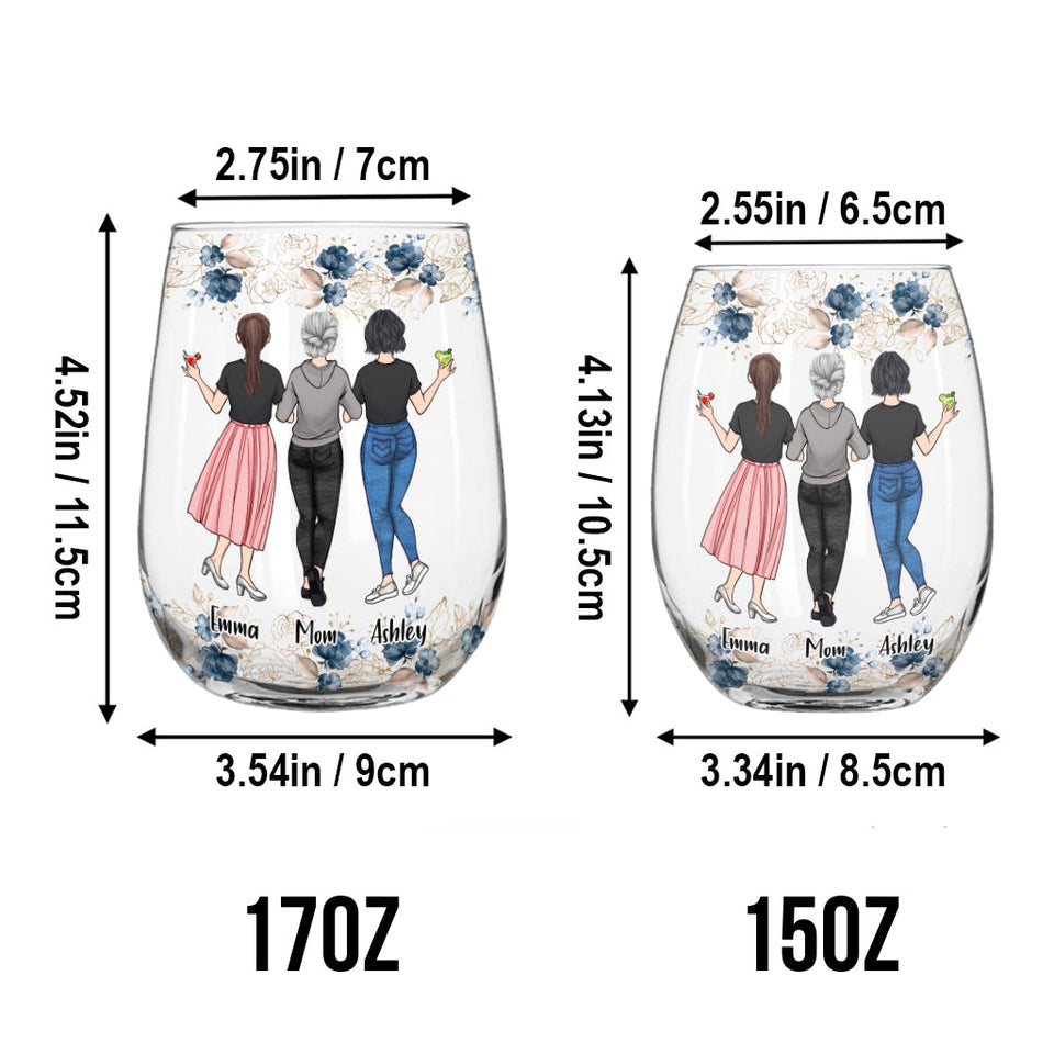 First My Mom - Personalized Mother's Day Mother All Over Wine Glass