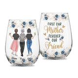 First My Mom - Personalized Mother's Day Mother All Over Wine Glass
