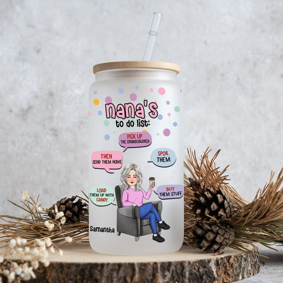 Nana's To Do List - Personalized Grandma Can Glass