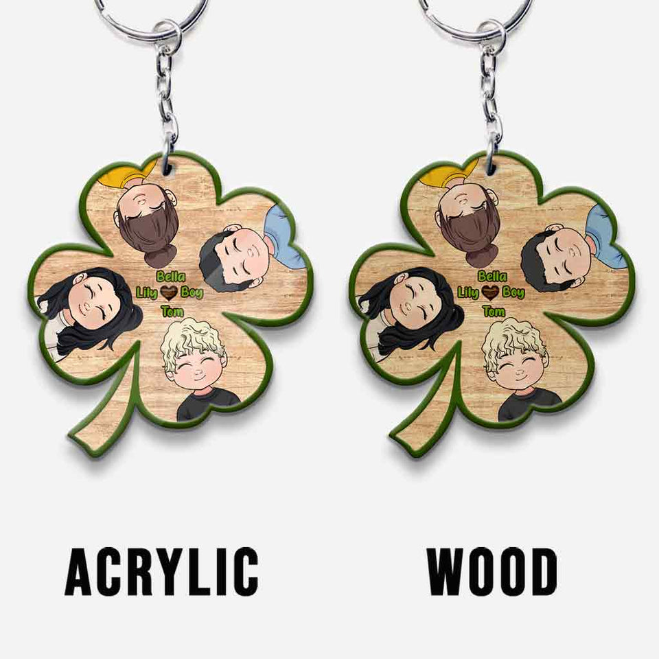 Lucky Charms - Personalized Father's day Grandpa Keychain (Printed On Both Sides)