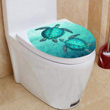 Swimming In The Water Turtle Bathroom Curtain & Mats Set