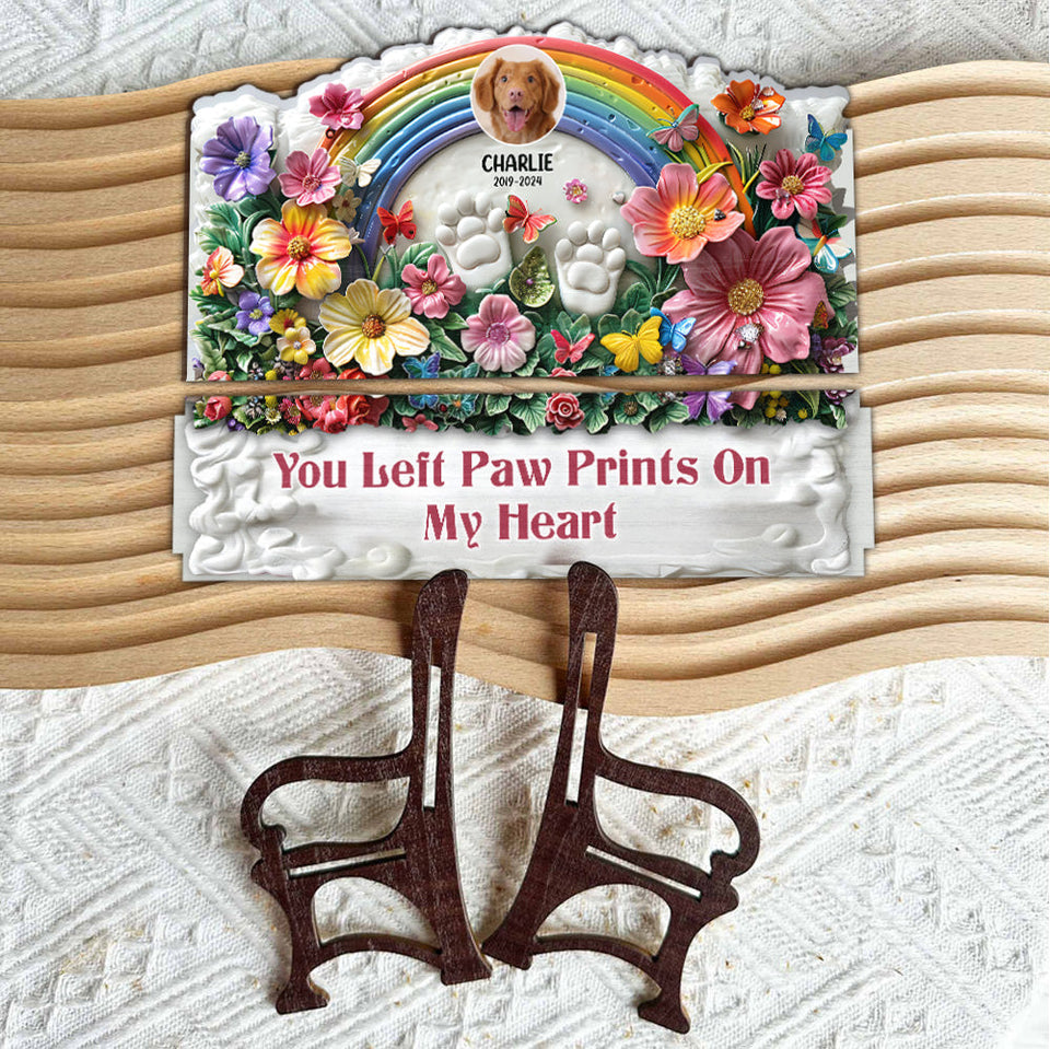 You Left Paws Prints On Our Hearts - Personalized Dog Wooden Bench
