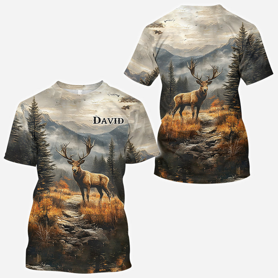 Any Name Beautiful Deer - Personalized Hunting All Over Shirt