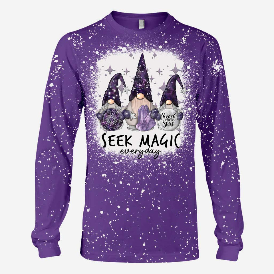 Seek Magic Everyday - Halloween Witch Handmade Bleached Shirts