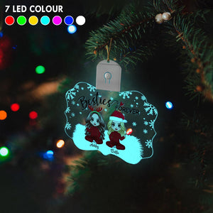 Besties Forever - Personalized Christmas Bestie Shaped Led Acrylic Ornament