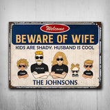 Beware Of Wife - Personalized Couple Rectangle Metal Sign