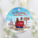 Annoying Each Other - Personalized Christmas Couple Ornament (Printed On Both Sides)