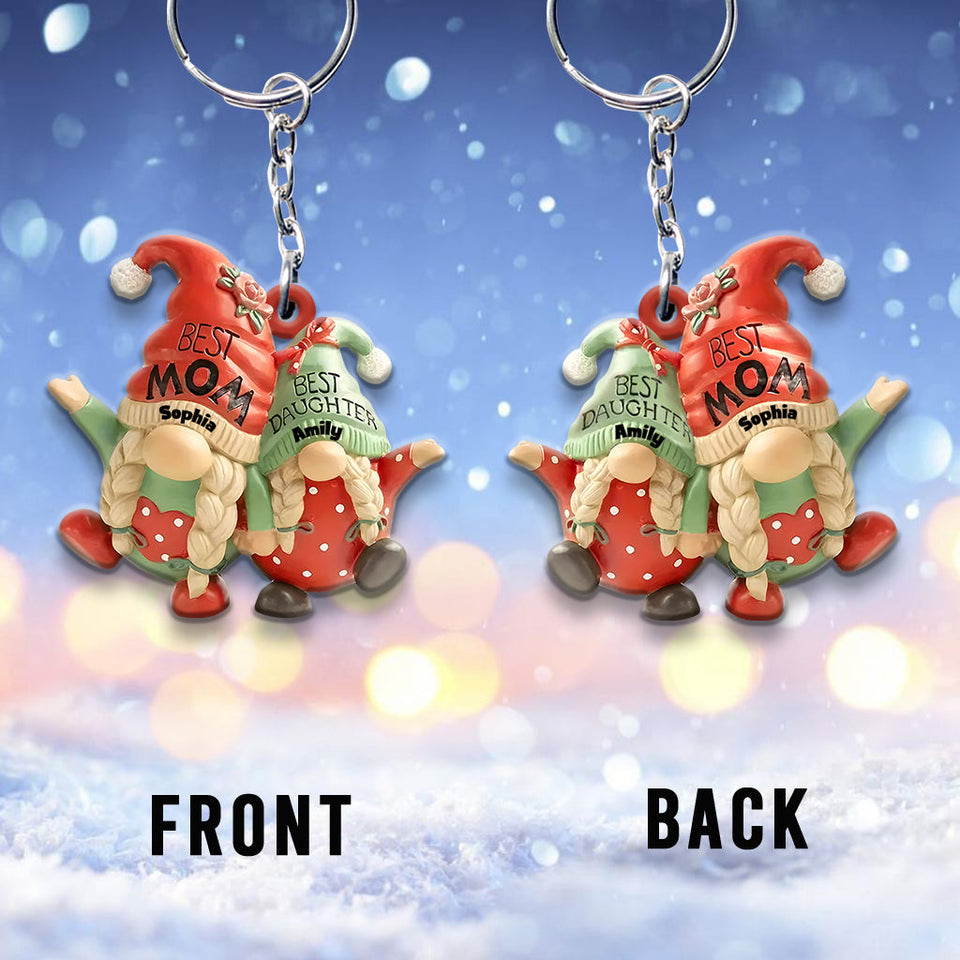 Mother And Daughter Gnome - Personalized Mother Keychain