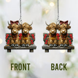 Cute Highland Cow Couple - Personalized Car Ornament