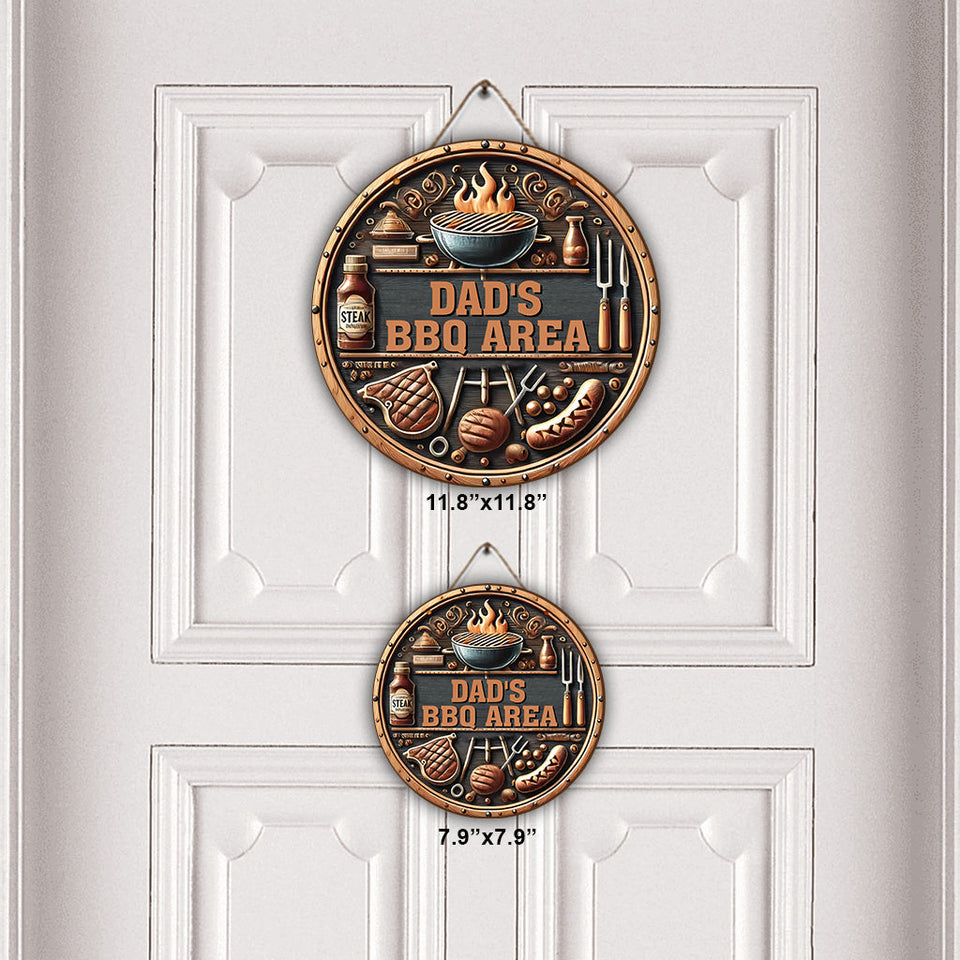 Gift For BBQ Dad, Husband... - Personalized Father Round Wood Sign