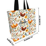 Cute Floral Chickens - Personalized Chicken All-Over Print Canvas Tote Bag