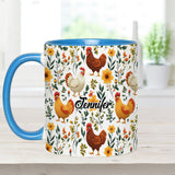 Cute Floral Chickens - Personalized Chicken Accent Mug