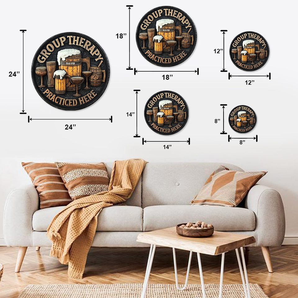 Group Therapy - Personalized Beer Cut Metal Sign