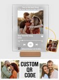 Custom Photo And Favorite Song Scannable QR Code - Personalized Husband And Wife Transparent Acrylic Plaque