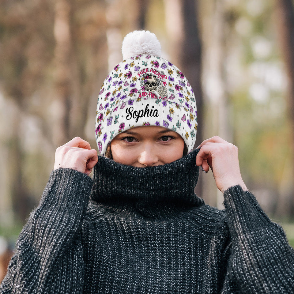 Fuck Around And Find Out - Personalized Skull Beanie Hat