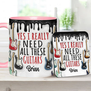 Yes I Really Do Need All These Guitars - Personalized Guitar Accent Mug