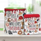 Just A Girl Who Loves Baseball - Personalized Baseball Accent Mug