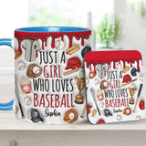 Just A Girl Who Loves Baseball - Personalized Baseball Accent Mug