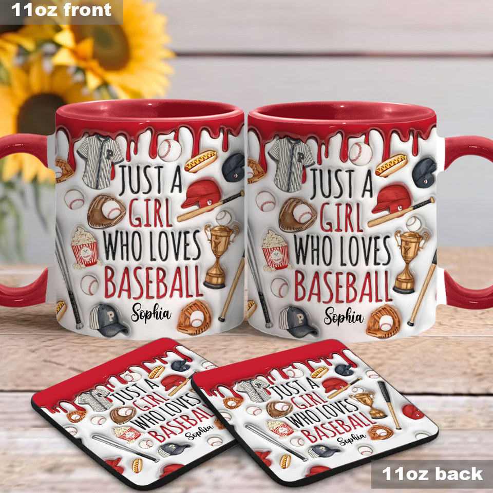 Just A Girl Who Loves Baseball - Personalized Baseball Accent Mug