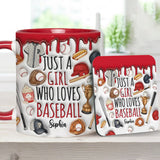 Just A Girl Who Loves Baseball - Personalized Baseball Accent Mug