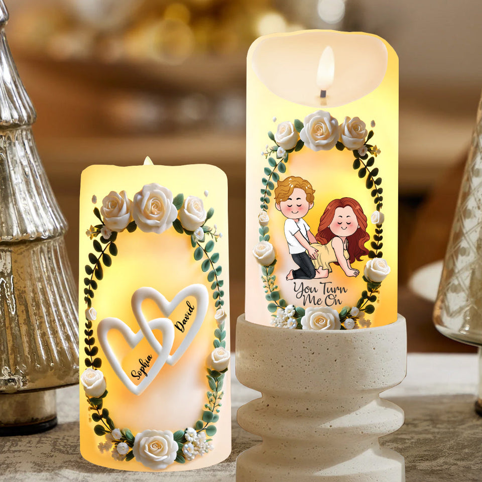 You Turn Me On - Personalized Couple Flameless Candle