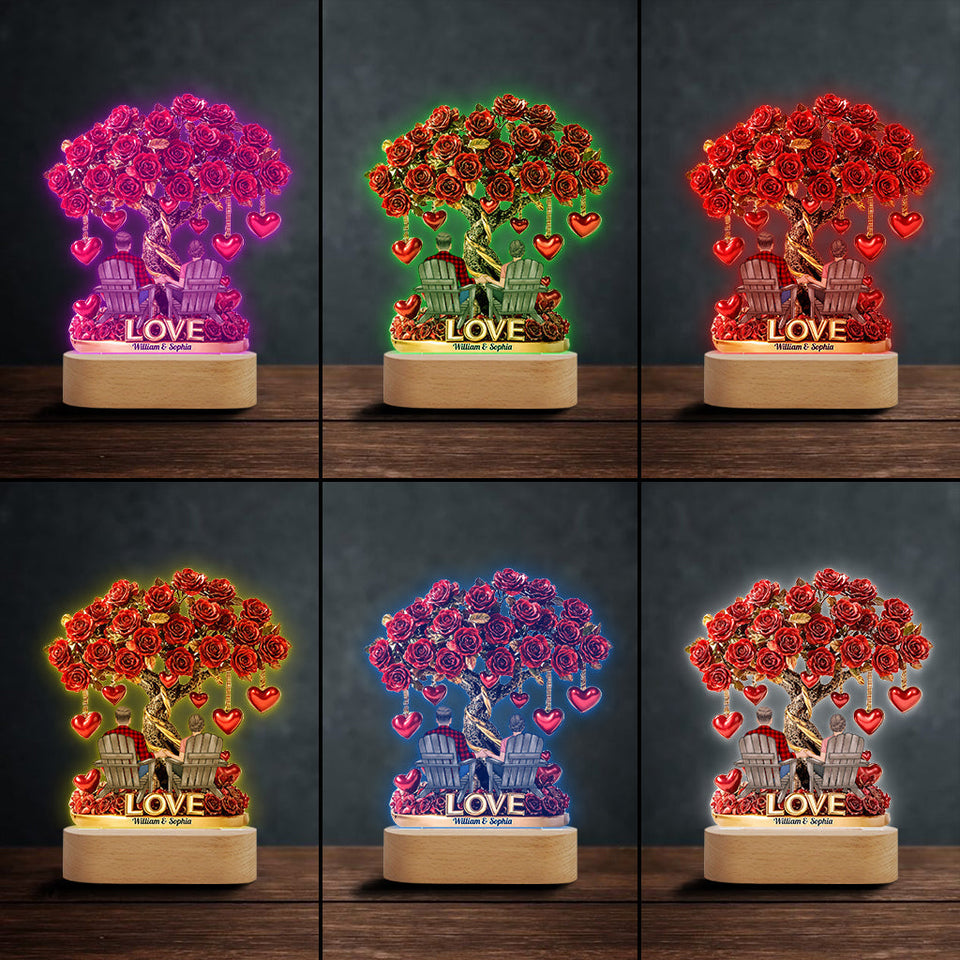 Tree of Love - Personalized Couple Shaped Plaque Light Base
