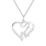 Personalized Couple Overlapping Heart Two Names Necklace