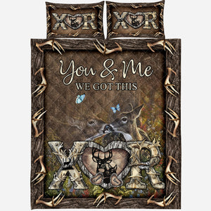 Her Buck His Doe - Personalized Hunting Quilt Set
