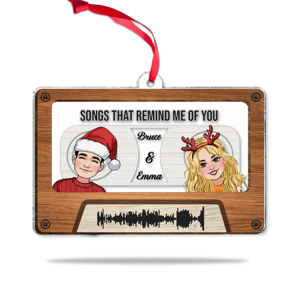 Song Remind Me Of You - Personalized Couple 2 Layered Piece Mix Ornament