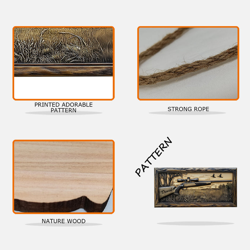 Hunting Rifle - Personalized Hunting Custom Shaped Wood Sign