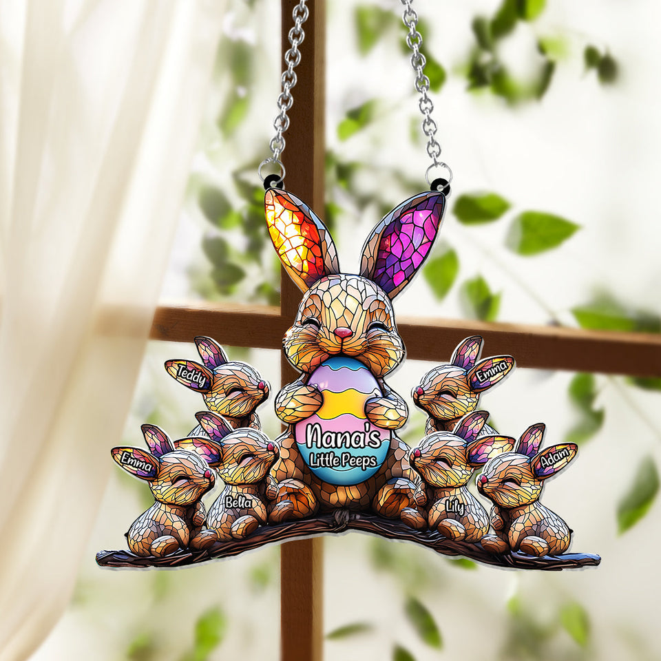 Nana's Little Peeps, Easter's Day Decoration - Personalized Grandma Window Hanging Suncatcher Ornament