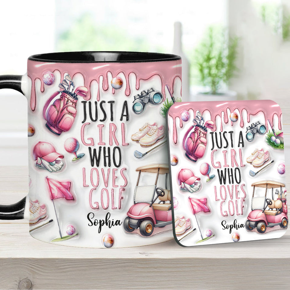 Just A Girl Who Loves Golf - Personalized Golf Accent Mug