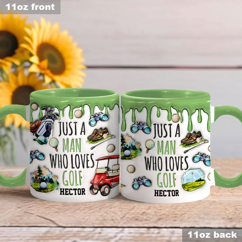 Just A Man Who Loves Golf - Personalized Golf Accent Mug
