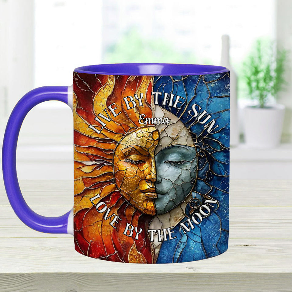Live By The Sun Love By The Moon - Personalized Hippie Accent Mug