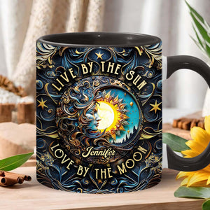 Live By The Sun Love By The Moon - Personalized Hippie Accent Mug