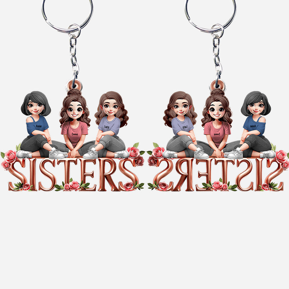 Sisters - Personalized Bestie Custom Shaped Keychain