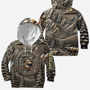 Born To Hunt Forced To Work - Personalized Hunting All Over Shirt