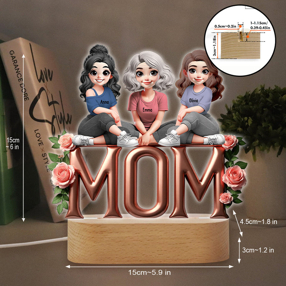 Mother & Daughter - Personalized Mother Shaped Plaque Light Base