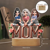Mother & Daughter - Personalized Mother Shaped Plaque Light Base